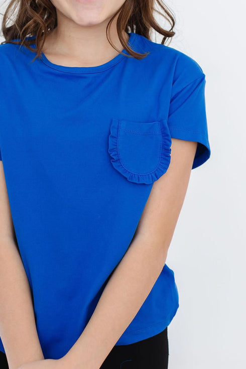 royal-blue-ruffle-pocket-tee Mila &  Rose - Sophia's Style-Royal Blue Ruffle Pocket Tee-6-12M--1